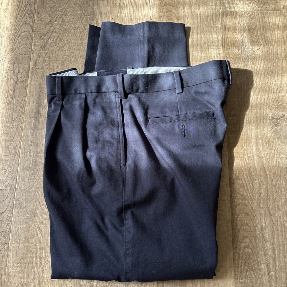 Savane Pants Mens 36x29 Navy Straight Fit Chino Expandable Waist 98% Cotton